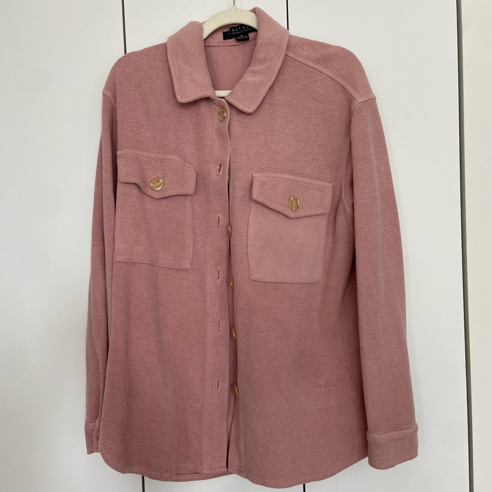 Pink Button-Up Shirt Jacket